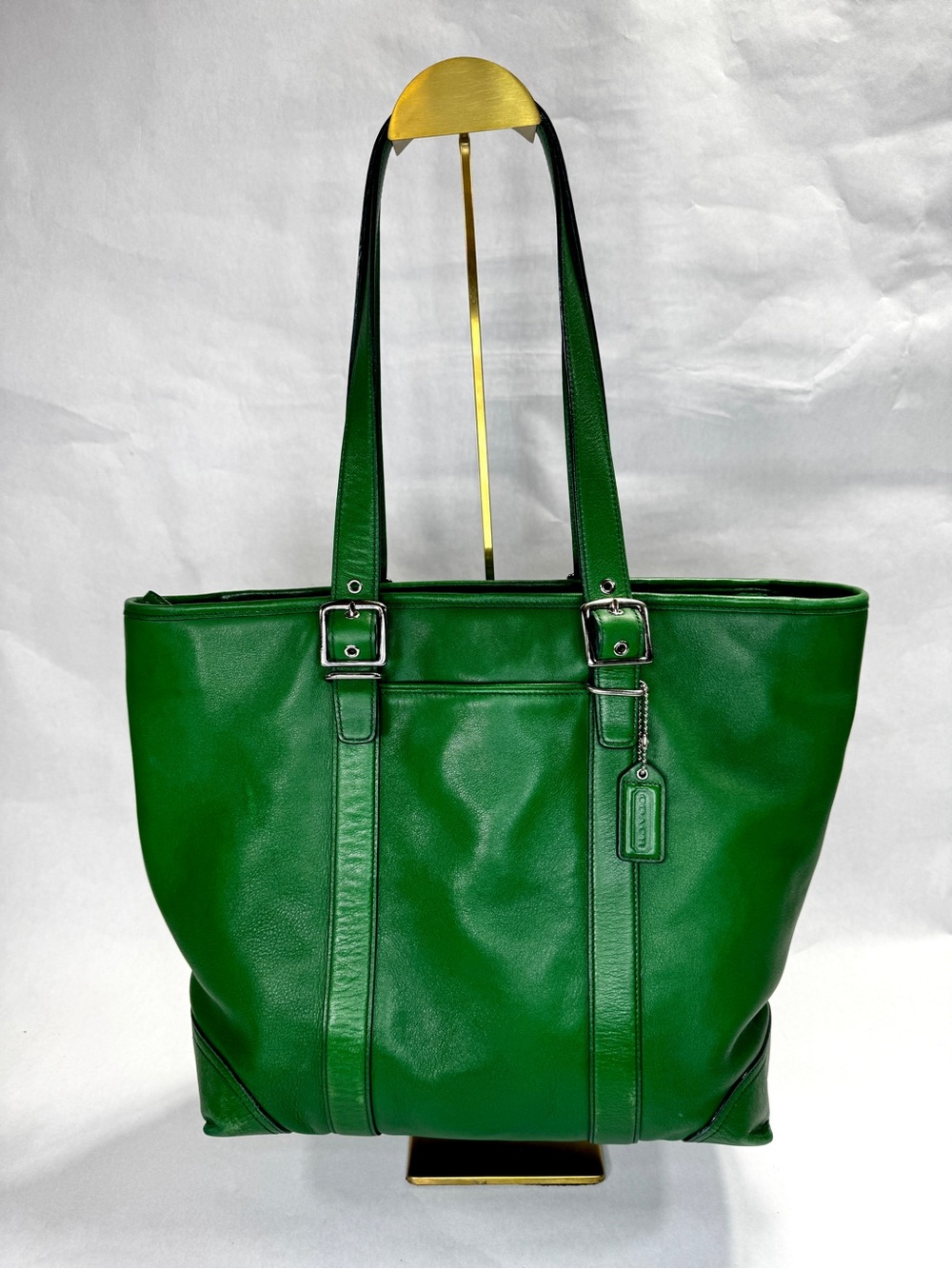 Coach Hampton Weekend Tote 6491 Green Leather Y2K